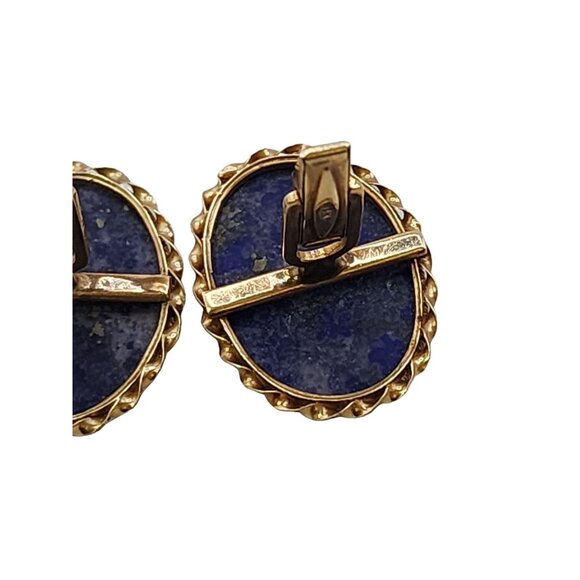 Vintage 70s 14kt Custom Made Lapis or Sodalite Cufflinks (A4415) - Picture 8 of 8